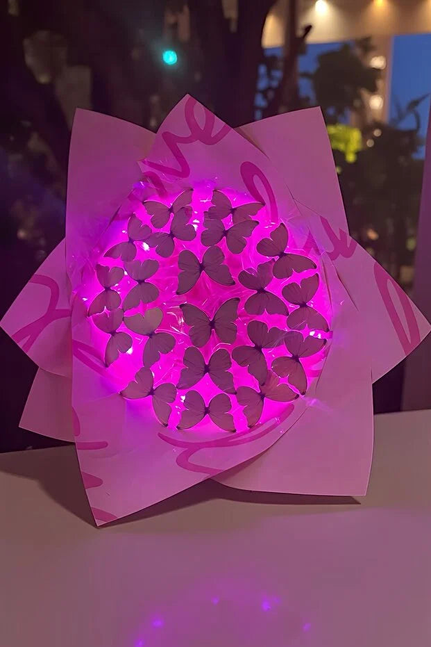 Butterfly LED Light Flowers Gift Girlfriend Mother Birthday Day