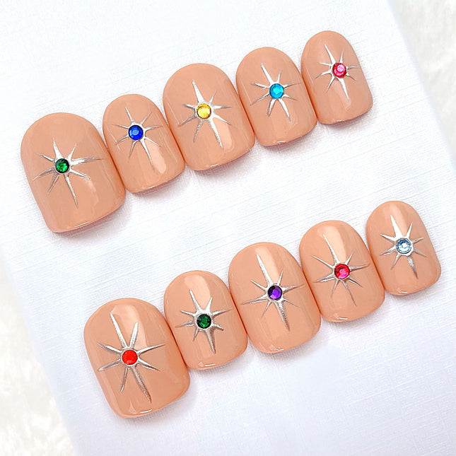 “Mini Rainbow” Press On Nails Set
