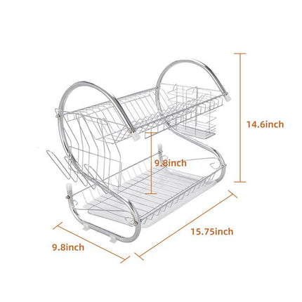 Multifunctional S-shaped Dual Layers Bowls & Dishes Collection Shelf