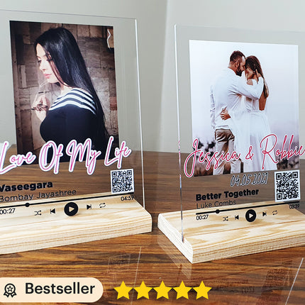 Personalized Gift Glass Art Music Plaque, Song Plaque, Spotify Sign