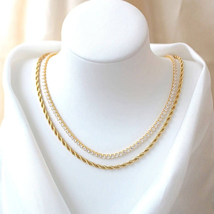 24 Karats Twisted Rope Chain Necklace