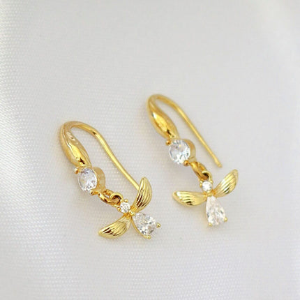 18 Karat Bee Hook Earrings