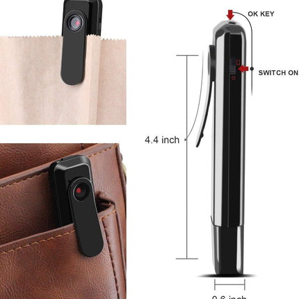 HD 1080P Wearable Mini Hidden Spy Pen Cop Pocket Pen Cam Body Camera