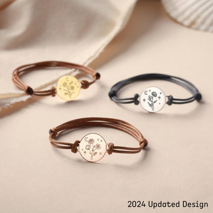 Combined Birth Month Flower Bracelet, Birthflower Gift,Mother Bracelet