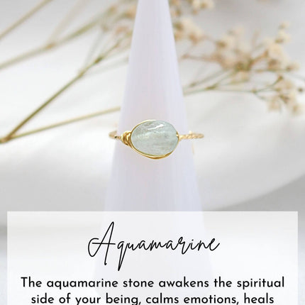 18K Natural Crystals Hand Wired Solitaire Ring
