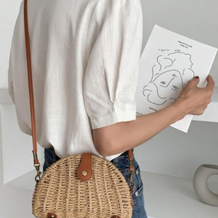 Casual Mini Oval Straw Crossbody Bag