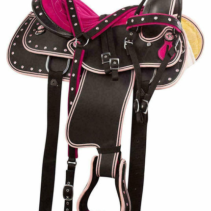 Purple Synthetic Western Barrel Racing Horse Saddle With Tack