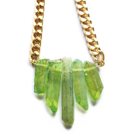 Rocked Up Mini Crystal Quartz Necklace - Green