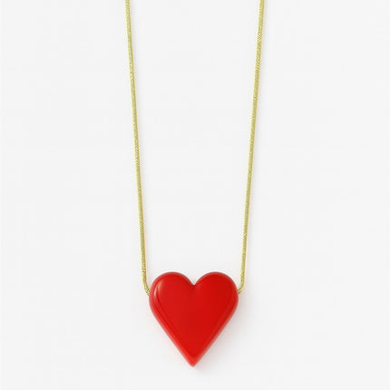 Stainless Steel Red Murano Heart Necklace for Women