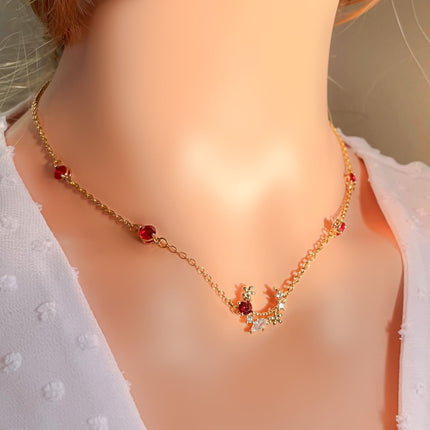 “Fairy Garden” 24K Red CZ Necklace