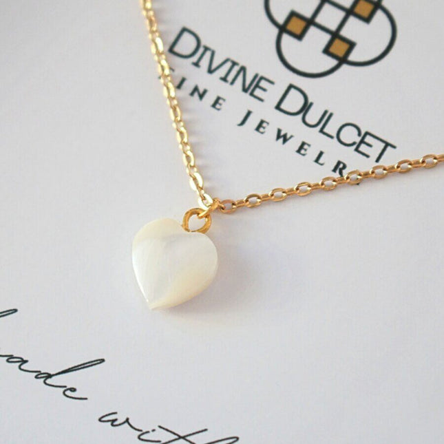 24K Natural Seashell Heart Necklace