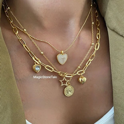 Messy Style Necklace Set Three Piece Layered Adjustable Jewelry