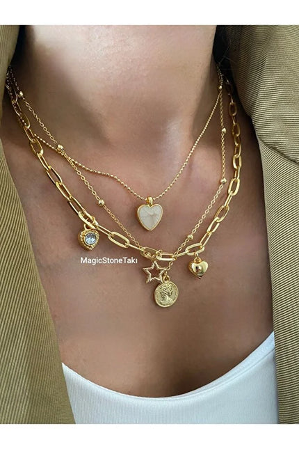 Messy Style Necklace Set Three Piece Layered Adjustable Jewelry