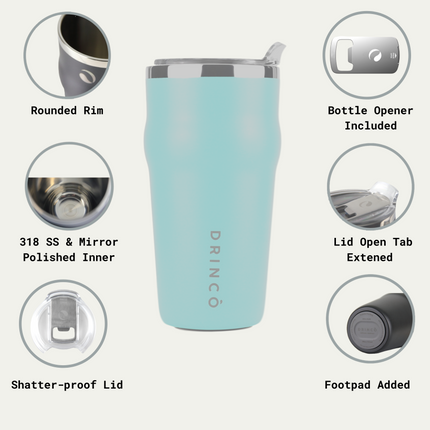 DRINCO 20oz Insulated Tumbler Beer Mug-Bottle Opener THOR-(Aquamarine)