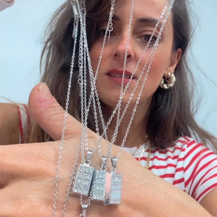 Stainless Steel Silver Ingot Necklace for Women