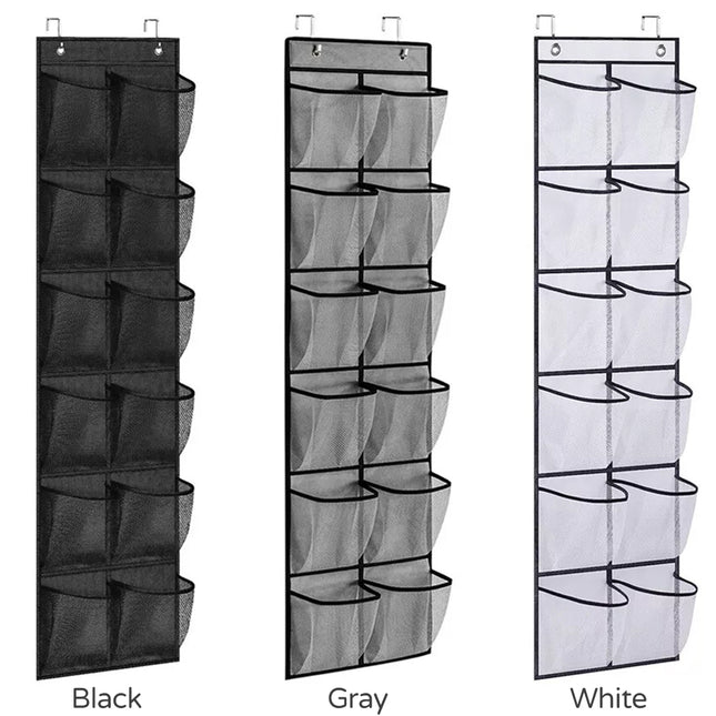 12 Pockets Over Door Hanging Shoe Storage Organizer Rack Holder Closet