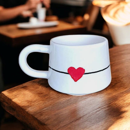 Handmade Ceramic Heart Mug for Valentine’s Day Gift