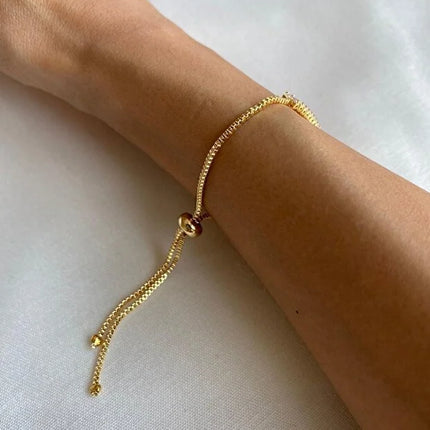 Baguette Zircon Adjustable Bracelet Elegant Minimal Sparkle Jewelry