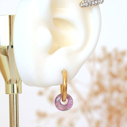 Removable Natural Crystals Beads | 24 Karats Hoop Earrings