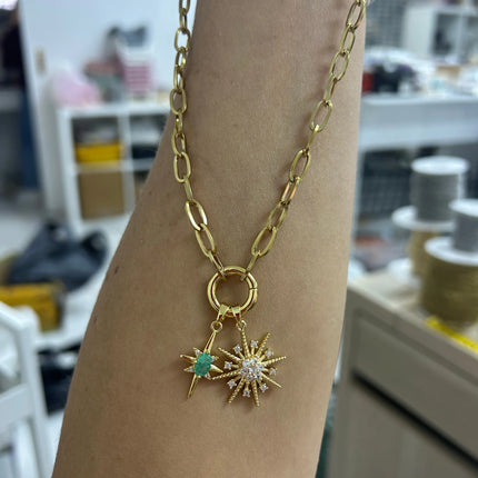 Stainless Steel Lock Removable Charm North Star Necklace