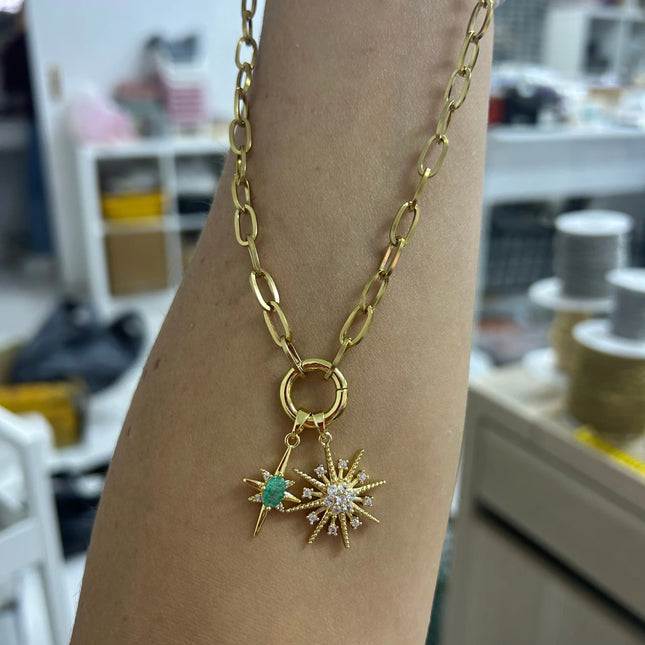 Stainless Steel Lock Removable Charm North Star Necklace