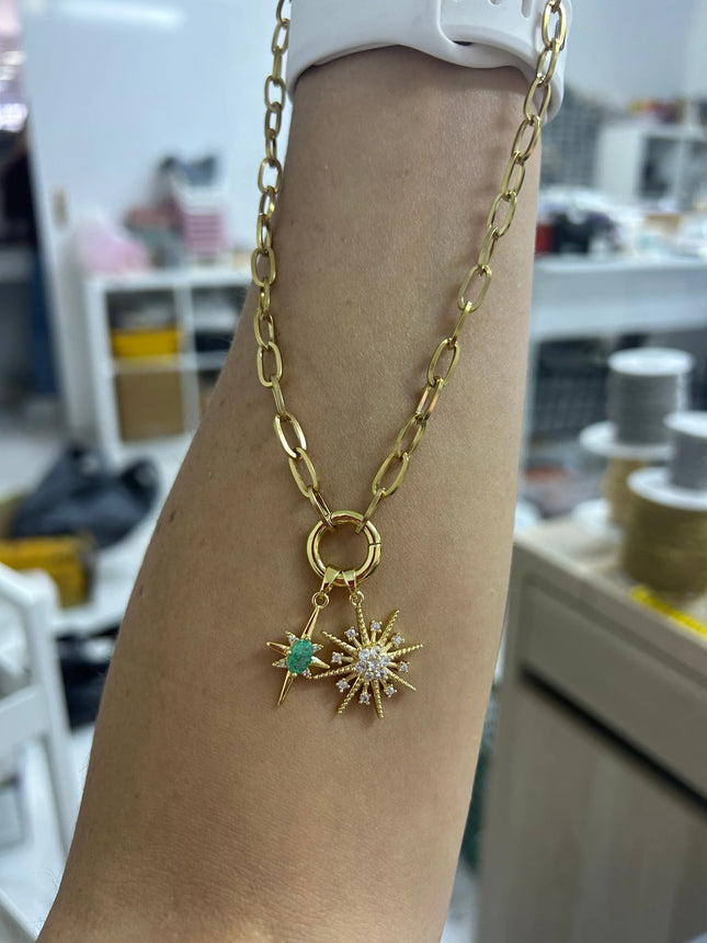 Stainless Steel Lock Removable Charm North Star Necklace