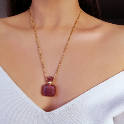 Healing Stones Bottle Pendant Necklace Aromatic Therapy Necklace