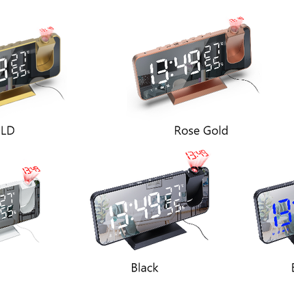 FM Radio LED Digital Smart Time Projector Alarm Clock