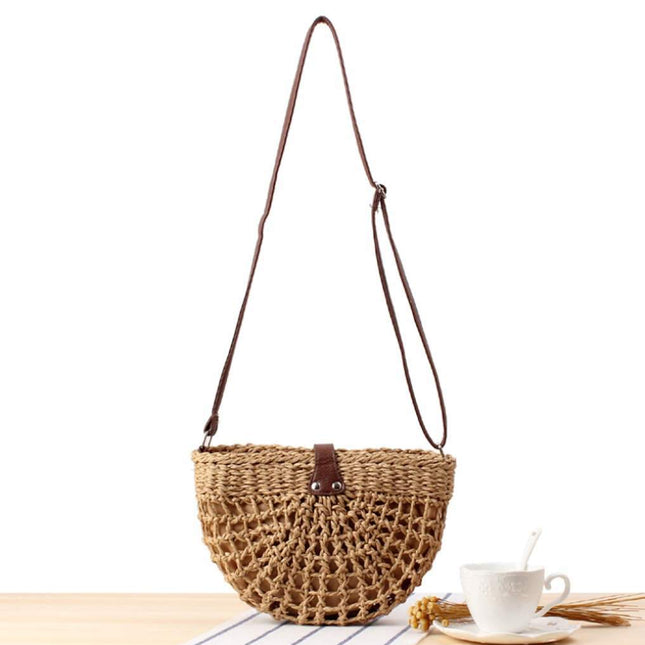 Half Moon Straw Crossbody Bag