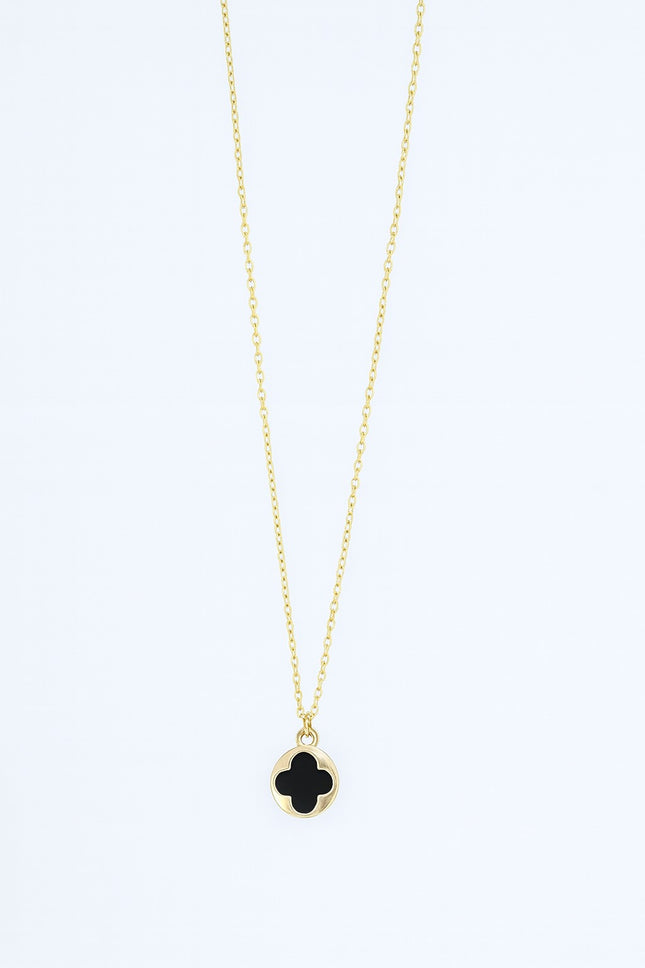Stainless Steel Black Clover Gold Necklace for Women