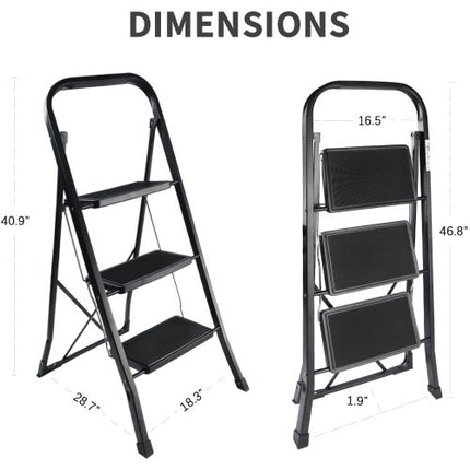 2-4 Step Sturdy Steel Ladder Folding Step Stool with Anti-Slip Pedal