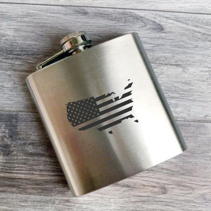 American Flag Bourbon Whiskey Flask, Whiskey Gift, Bourbon Lover