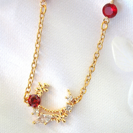 “Fairy Garden” 24K Red CZ Necklace