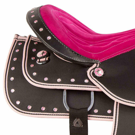 Purple Synthetic Western Barrel Racing Horse Saddle With Tack