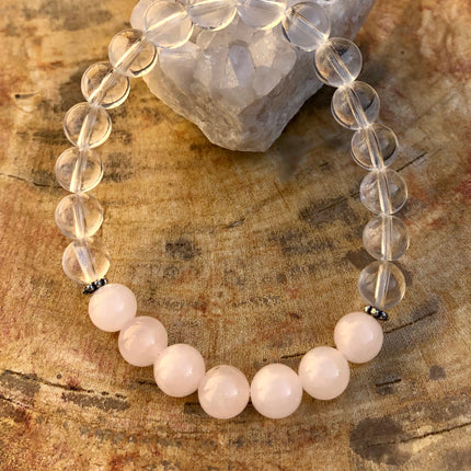 Rose Quartz & Crystal Quartz Stretch Bracelet! Genuine Gemstones!