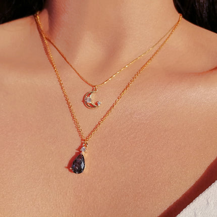 Moon Layered Necklace 18 Karats gold Plated
