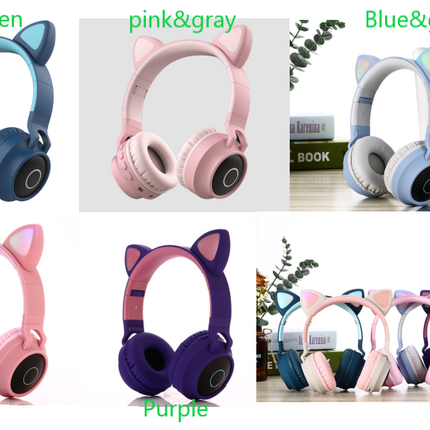 Foldable Super bass cat ear bluetooth wireless headphones