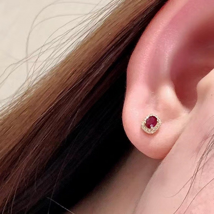 ❤️‍🔥 HF™ – Pigeon Ruby Studs | 18K Royal Edition