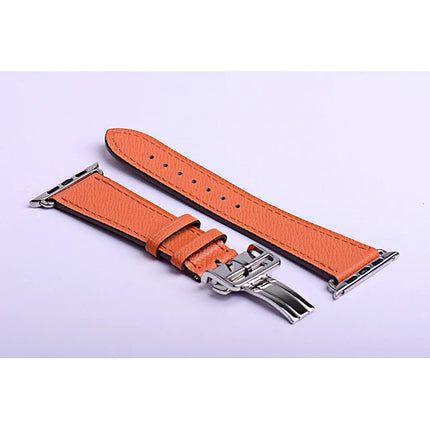 Butterfly Buckle Genuine Leather Band for Apple Watch