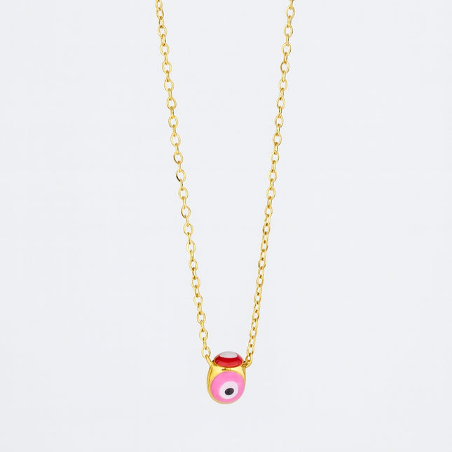 Stainless Steel Colorful Mini Evil Eye Spinner Necklace