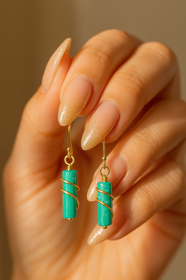 Imperial jasper earrings, turquoise