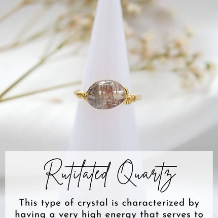 18K Natural Crystals Hand Wired Solitaire Ring