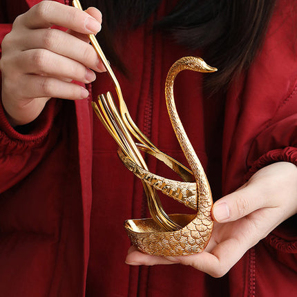 Forks With Elegant Swan Holder