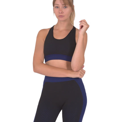 Trois Seamless Sports Bra - Black with Navy