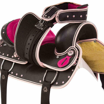 Purple Synthetic Western Barrel Racing Horse Saddle With Tack