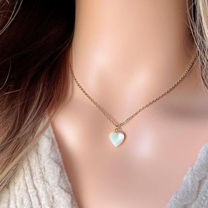 24K Natural Seashell Heart Necklace