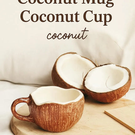 Handmade Ceramic Coconut Design Cup for Tropical Themed Drinkware