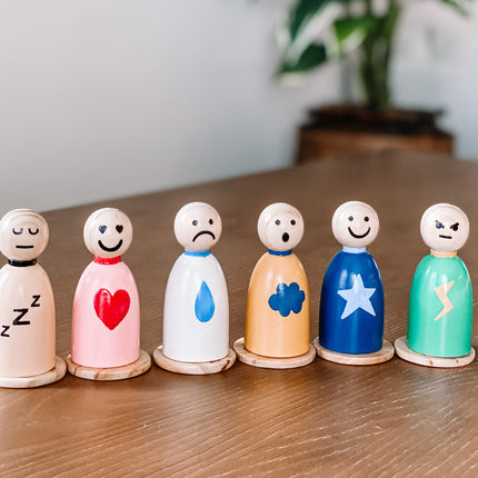Feelings, Emotions Peg Doll Set Spanish/English