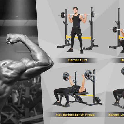 Squat Rack Stand Barbell Free Press Bench Home Gym Dumbbell Racks