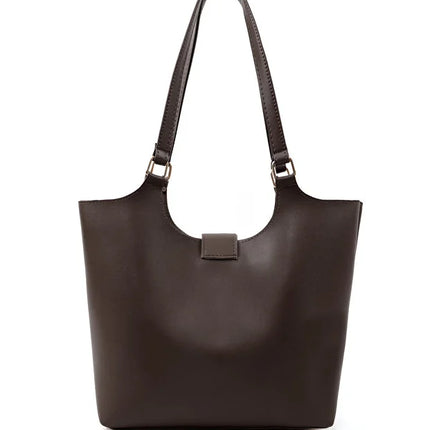 Brown Faux Leather Snap Closure Crossbody Hand Bag Single Compartment